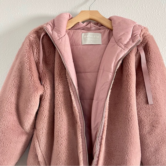ATHLETA Cozy Soft Pink Faux Fur Front Zipper Jacket - Picture 2 of 10
